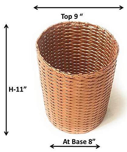 Paperus Paperus Sonas Creation Standard Size 11 Inch Tall 10 Liter Bronze Finish Waste Basket Open Top Dustbin Trash Can Indoor Planter Storage Basket Ecofriendly Handmade of Paper Ropes  - Image 4