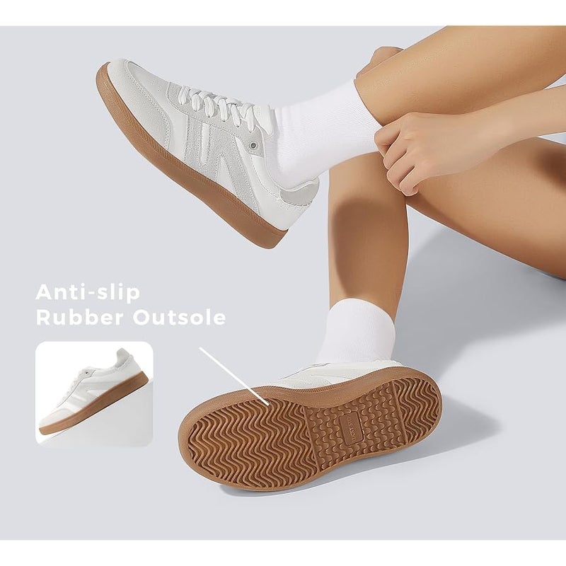 LUCKY STEP لاكي-ستيب أحذية رياضية عصرية للنساء بتصميم كلاسيكي عتيق بنعل مطاطي أزياء، حذاء رياضي كاجوال للتنس والتزلج من الجلد الطبيعي، حذاء للمشي مضاد للانزلاق للتدريب - Image 5