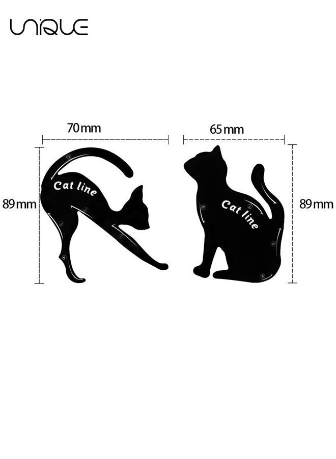 يونيك 2 قطعة استنسل كحل قابلة لإعادة الاستخدام أداة ماكياج العيون متعددة الوظائف للمبتدئين - أسود - Image 2