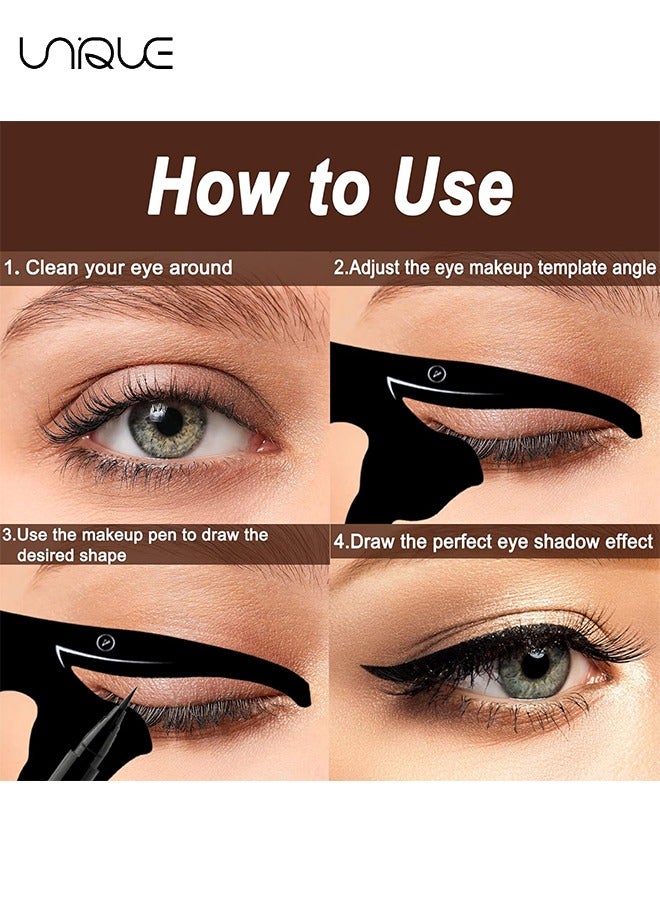 يونيك 2 قطعة استنسل كحل قابلة لإعادة الاستخدام أداة ماكياج العيون متعددة الوظائف للمبتدئين - أسود - Image 5