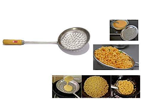 Medigo Stainless Steel Frying Boondi Jhara with Long Handle Strainer - Image 4