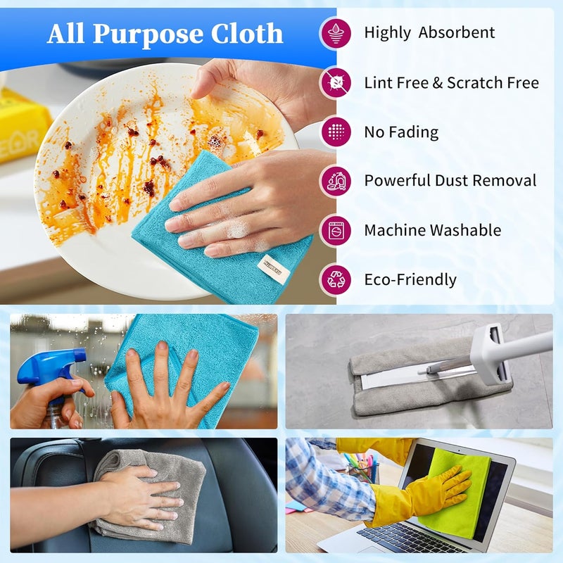 FIXSMITH Microfiber Cleaning Cloth - Pack of 24, Multi-Functional Towels, 12 x 16 in, Highly Absorbent, Lint-Free - Image 4