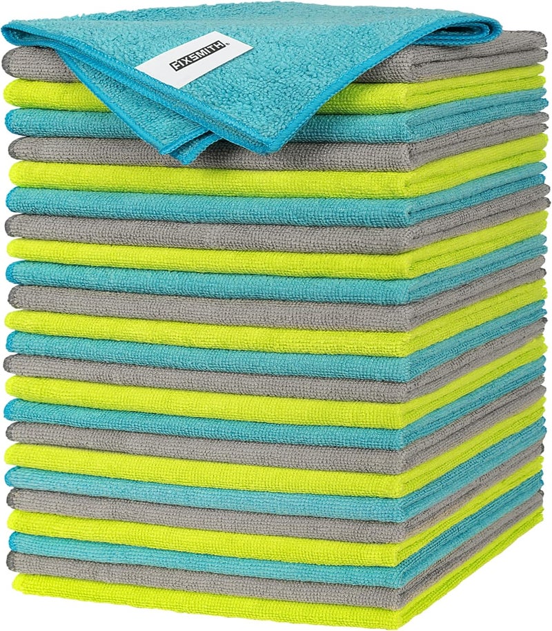 FIXSMITH Microfiber Cleaning Cloth - Pack of 24, Multi-Functional Towels, 12 x 16 in, Highly Absorbent, Lint-Free - Image 1