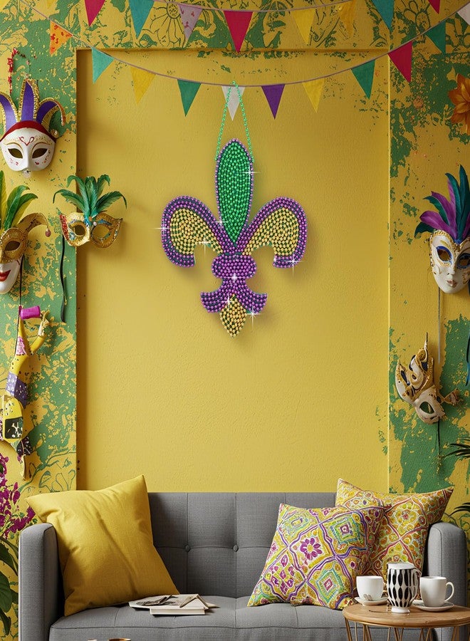 Dingion 12 Inch Mardi Gras Decorations Fleur De Lis Decor Mardi Gras Sign Backdrop Door and Wall Decorations Wall Banner for New Orleans Party Decor - Image 3