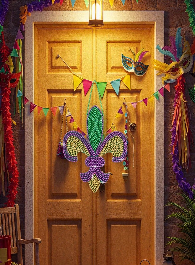 Dingion 12 Inch Mardi Gras Decorations Fleur De Lis Decor Mardi Gras Sign Backdrop Door and Wall Decorations Wall Banner for New Orleans Party Decor - Image 4