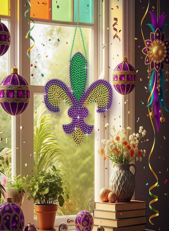 Dingion 12 Inch Mardi Gras Decorations Fleur De Lis Decor Mardi Gras Sign Backdrop Door and Wall Decorations Wall Banner for New Orleans Party Decor - Image 5