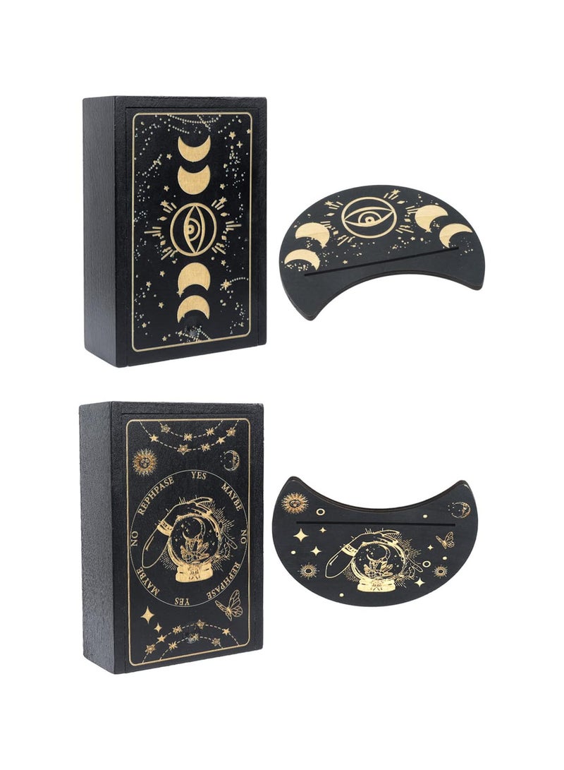 GGOOT Antique Wooden Tarot Cards Storage Box and Tarot Card Stand Holder Divination Ornament Box Witchs Supplies Durable tarot decks box wooden  - Image 2