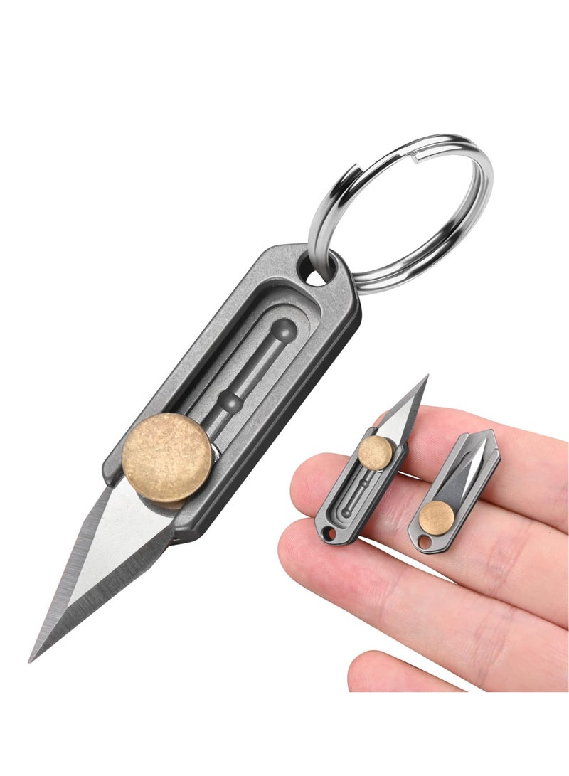 SYOSI Mini Pocket Knife, Small Box Cutter Retractable, Keychain Knife for Men, EDC Utility Knife, Little Titanium Knifes for Everyday Carry, Gifts for Men Dad - Image 1