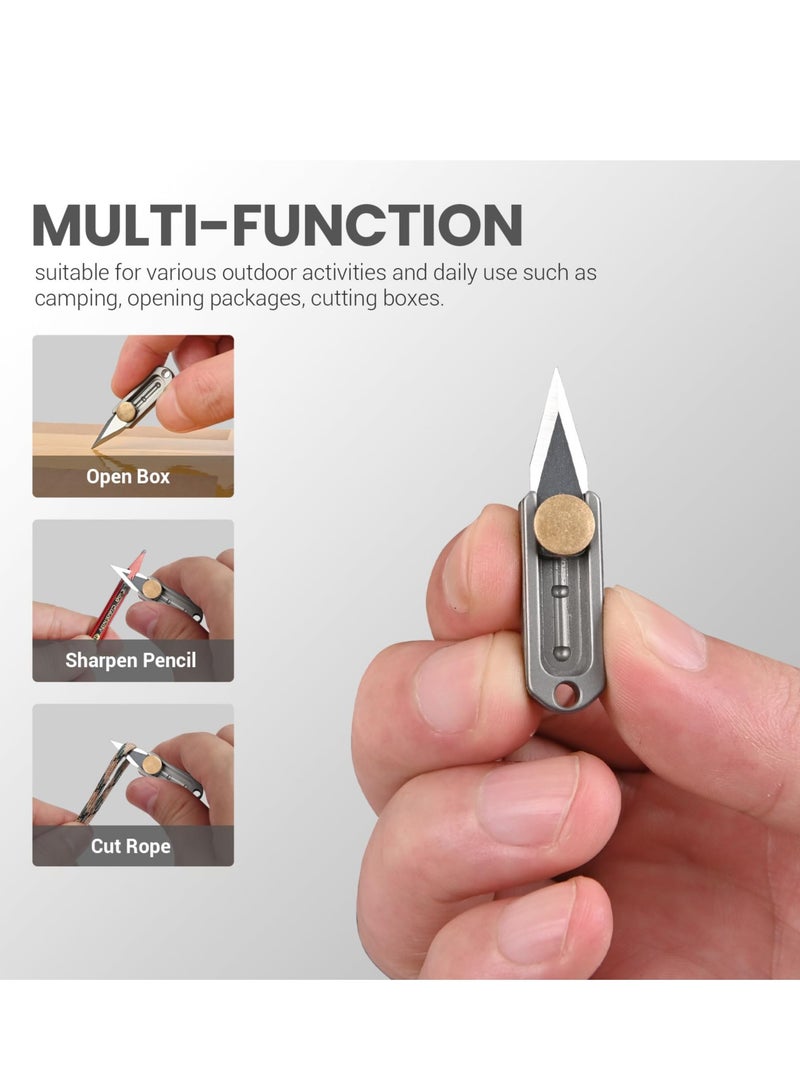 SYOSI Mini Pocket Knife, Small Box Cutter Retractable, Keychain Knife for Men, EDC Utility Knife, Little Titanium Knifes for Everyday Carry, Gifts for Men Dad - Image 4