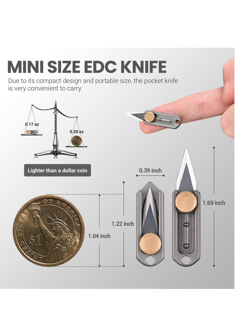SYOSI Mini Pocket Knife, Small Box Cutter Retractable, Keychain Knife for Men, EDC Utility Knife, Little Titanium Knifes for Everyday Carry, Gifts for Men Dad - Image 3