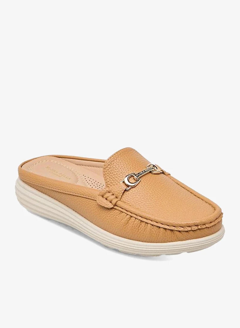 Flora Bella By Shoexpress TAN Metal Accent Slip-On Mules for Women | Best Price UAE
