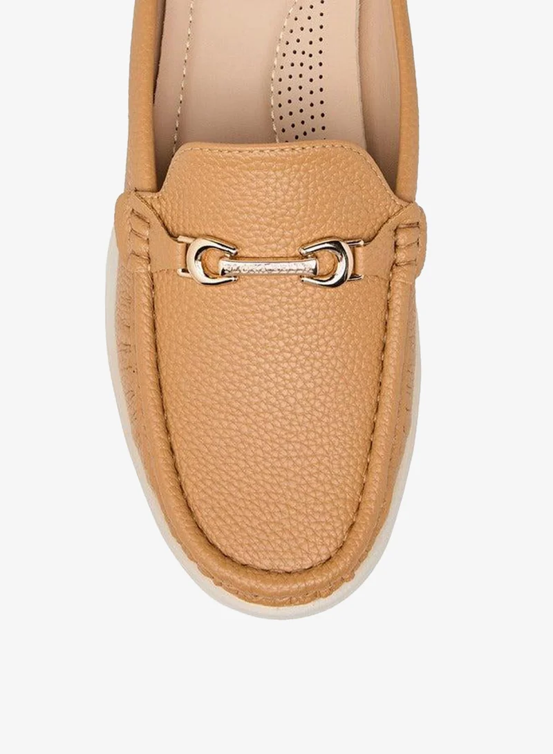 Flora Bella By Shoexpress TAN Metal Accent Slip-On Mules for Women | Best Price UAE