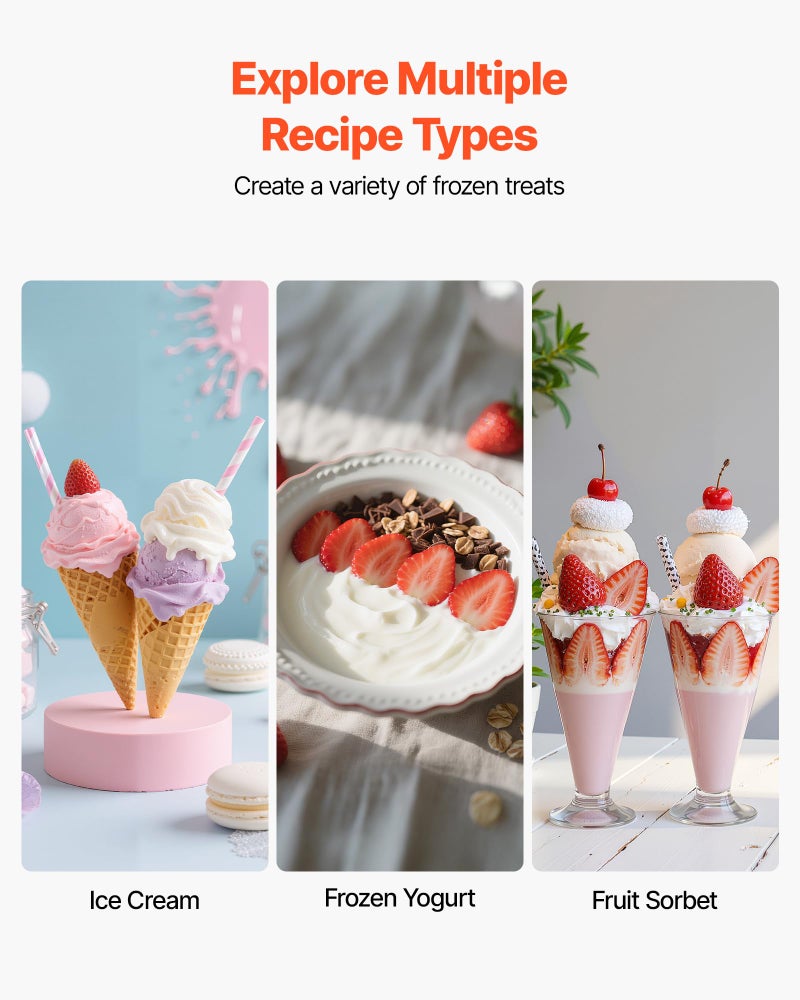 VEVOR Ice Cream Maker, 2.11 Qt. Large Capacity, Electric Automatic Ice-Cream Machine, with Easy Operation & Cleaning, Stainless Steel Shell, for Homemade Frozen Yogurt, Fruit Sorbet, Gelato, Silver - Image 4