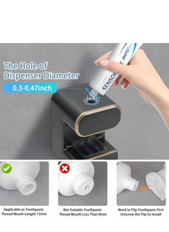 Beauenty Smart Sensor Toothpaste Dispenser and Toothbrush Holder Wall-Mounted Automatic Toothpaste Squeezer with UV Sterilization - Black  - Image 3