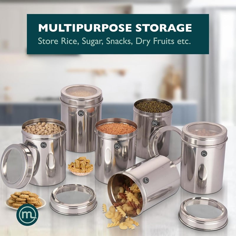 Mishaa Stainless Steel Kitchen Storage Containers Set of 6 pcs 1000ml each Multipurpose Storage Box for Kitchen Durable Kitchen Jars Containers with SeeThrough Lids Kitchen Accessories Items - Image 5