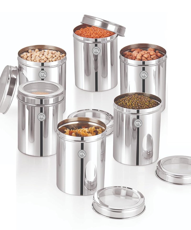 Mishaa Stainless Steel Kitchen Storage Containers Set of 6 pcs 1000ml each Multipurpose Storage Box for Kitchen Durable Kitchen Jars Containers with SeeThrough Lids Kitchen Accessories Items - Image 1
