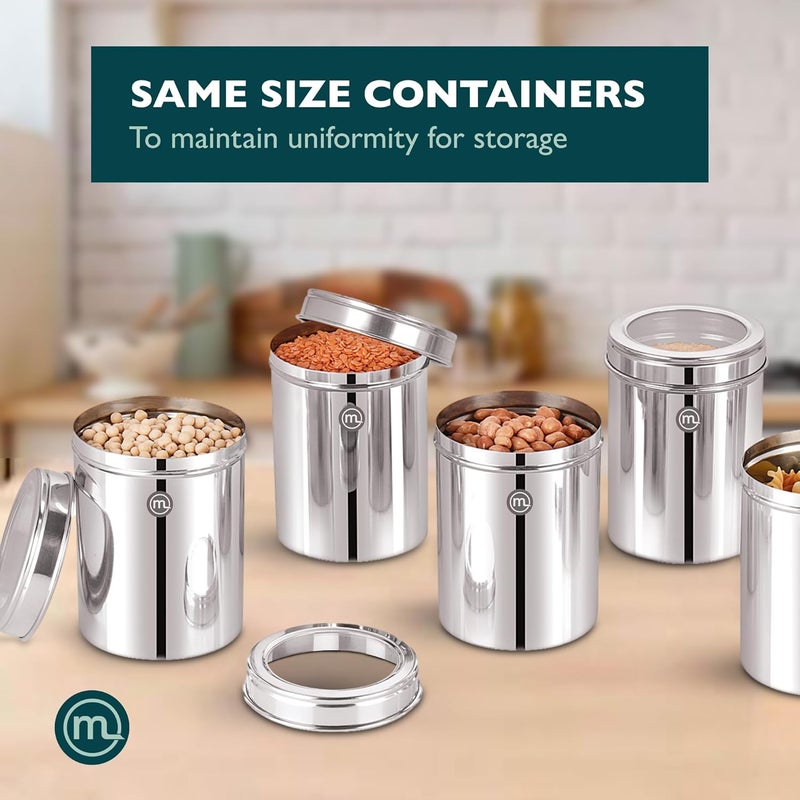 Mishaa Stainless Steel Kitchen Storage Containers Set of 6 pcs 1000ml each Multipurpose Storage Box for Kitchen Durable Kitchen Jars Containers with SeeThrough Lids Kitchen Accessories Items - Image 4