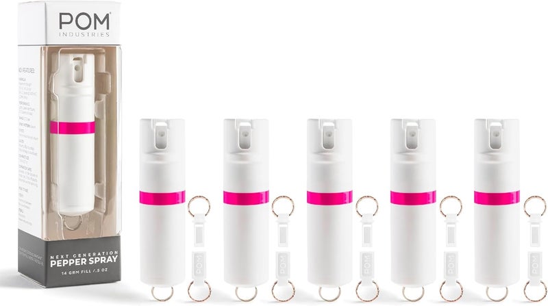 POM Pepper Spray Keychain, Quick Key Release for Instant Access, Flip Top Safety, Maximum Strength OC Formula with UV Marking Dye, 25 Bursts, 10 ft Range, 0.5 fl oz - Image 1