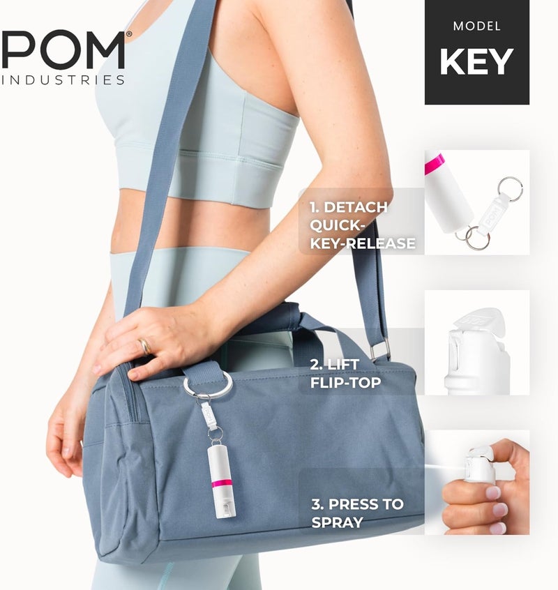 POM Pepper Spray Keychain, Quick Key Release for Instant Access, Flip Top Safety, Maximum Strength OC Formula with UV Marking Dye, 25 Bursts, 10 ft Range, 0.5 fl oz - Image 5