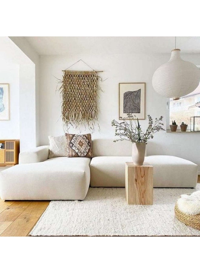 هومزمارت كنبة زاوية خشب سويدي و كتان - بيج - Image 1