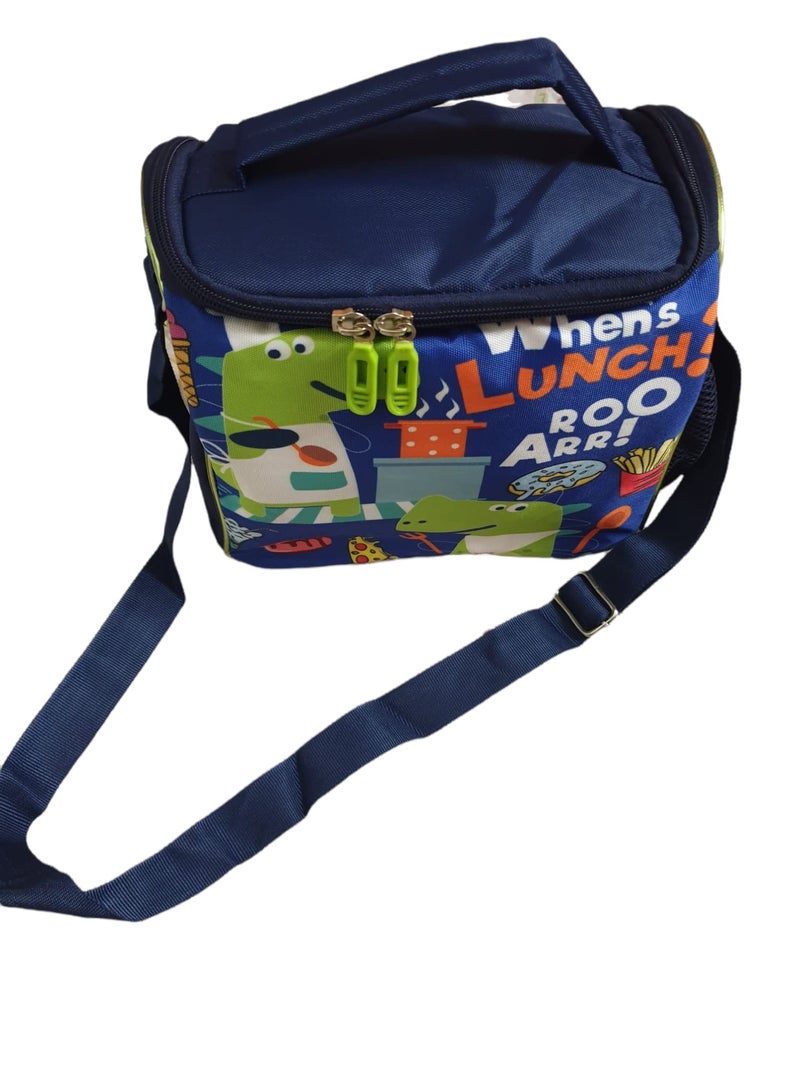 ShopNGift Multicolour Dinosaur Tiffin Bag for Kids Blue Boys Insulated Lunch Bag (Dinosaur, Polyester) - Image 4