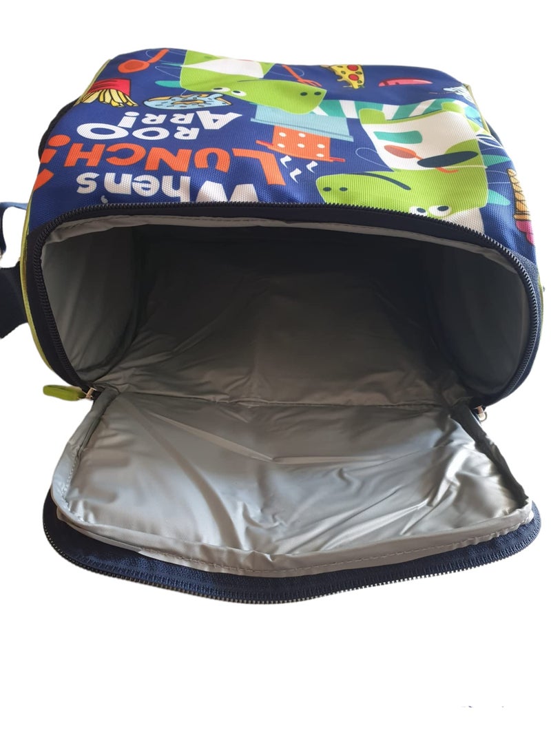 ShopNGift Multicolour Dinosaur Tiffin Bag for Kids Blue Boys Insulated Lunch Bag (Dinosaur, Polyester) - Image 3