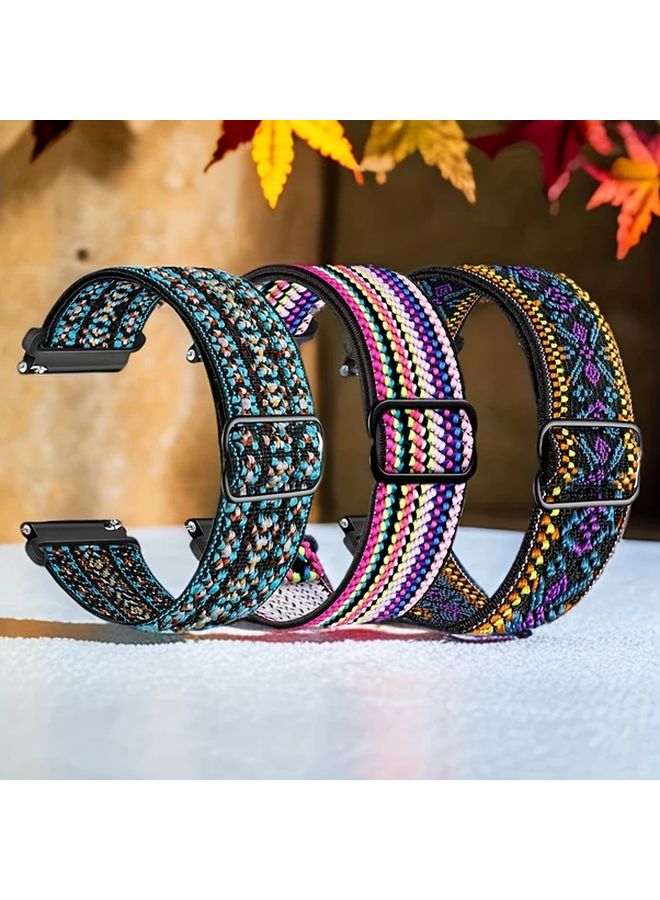 Stretchy Nylon Watch Bands Set Multicolor 22mm Water Resistant Sport Wristband for Men Women - Image 3