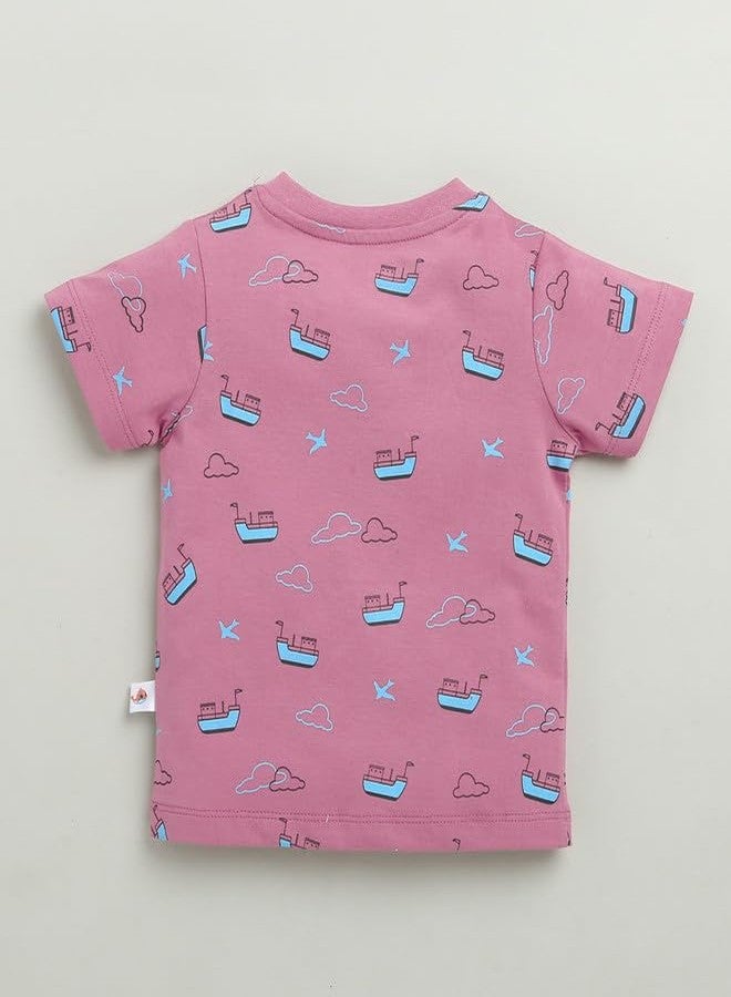 BUMZEE طقم ملابس بناتي قطني بأكمام نصفية من بامزي، لون موف - من 3 إلى 6 أشهر (Peb10194C-muv) - Image 3