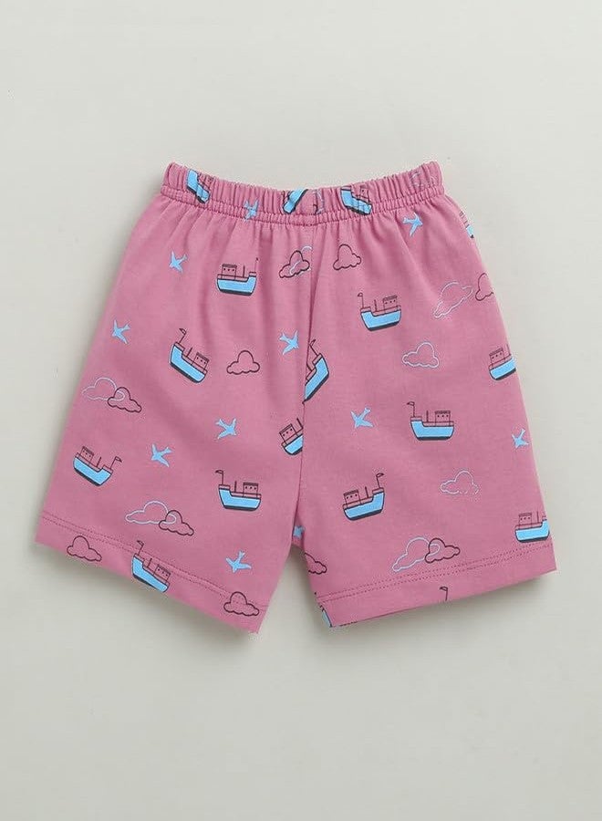 BUMZEE طقم ملابس بناتي قطني بأكمام نصفية من بامزي، لون موف - من 3 إلى 6 أشهر (Peb10194C-muv) - Image 4