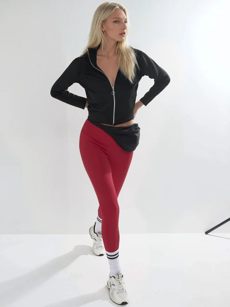 HICCUP Zippered Slim Fit Knit Sweatshirt Bersan Collection