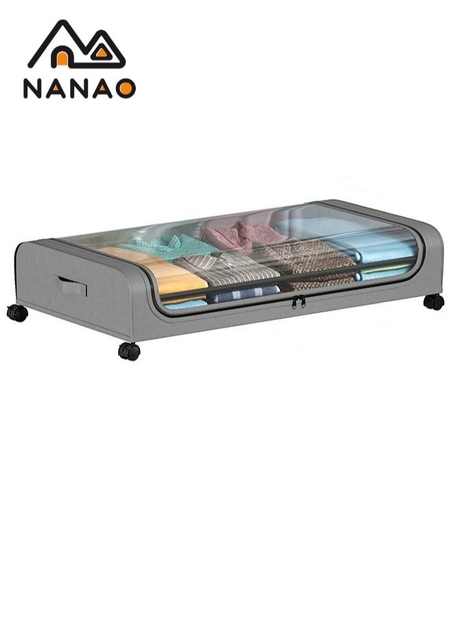 NANAO Upgraded Under Bed Storage With Wheels,  Under Bed Storage Containers, Under Bed Shoe Storage Organizer Wheels, Rolling under bed storage, Under Bed Drawer Storage for Clothes Gray  - Image 1
