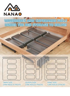 NANAO Upgraded Under Bed Storage With Wheels,  Under Bed Storage Containers, Under Bed Shoe Storage Organizer Wheels, Rolling under bed storage, Under Bed Drawer Storage for Clothes Gray  - Image 4