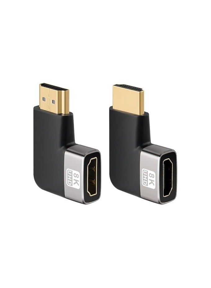 8K HDMI Flat 90 Degree and 270 Degree Gold Plated Adapter 2 Pack, Right Angle HDMI Male to Female Vertical Flat Adapter HDMI L Shape Extender, Supports 8K@60Hz，4K@120Hz, for HDTV, Xbox One - Image 1