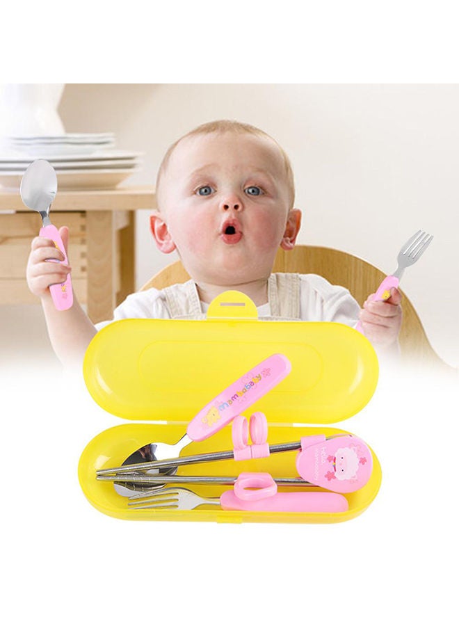 NIBEMINENT 5-Piece Travel Cutlery Set Pink 10inch - Image 4