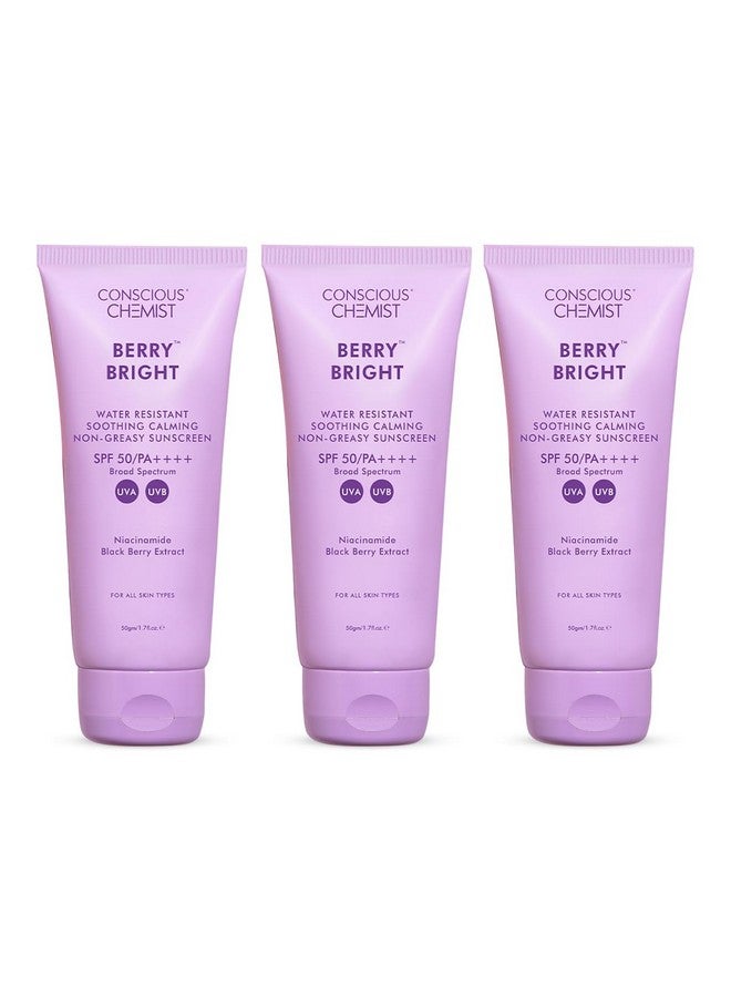 CONSCIOUS CHEMIST واقي شمس كونسيوس كيميست® SPF 50 PA++++ | 150 جرام | واقي شمس للبشرة الدهنية، واقي شمس جل، نياسيناميد مع مستخلص التوت الأسود، خفيف الوزن، مقاوم للماء، لجميع أنواع البشرة - توت مشرق - Image 1