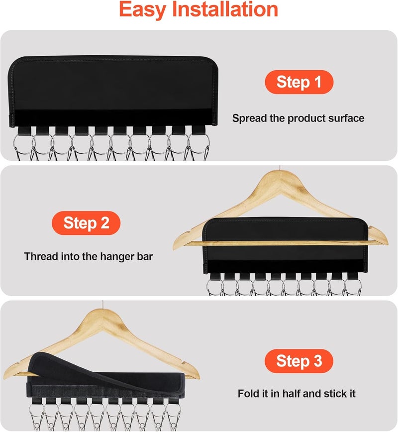 Binboov Hat Organizer Holder for Hanger & Room Closet, 4Pack Hat Storage Clips, for Hang Baseball Hats Rack, Ball Caps, Winter Beanie & Accessories, Not Including Hangers & Hats (4PC Black) - Image 4