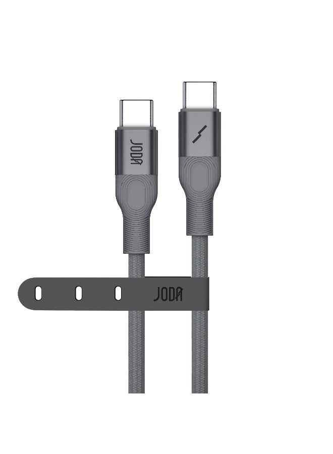 جودا كابل JODA Flex 60 واط USB-C إلى C مضفر من النايلون بطول 1.2 متر - مصمم ليدوم مع عمر انحناء يصل إلى 50,000 مرة، سيليكون فائق النعومة، - Image 1