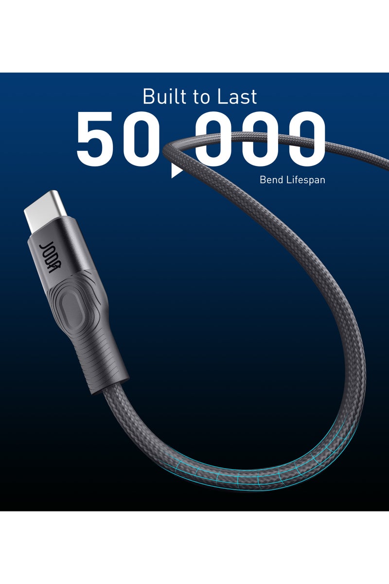 جودا كابل JODA Flex 60 واط USB-C إلى C مضفر من النايلون بطول 1.2 متر - مصمم ليدوم مع عمر انحناء يصل إلى 50,000 مرة، سيليكون فائق النعومة، - Image 5