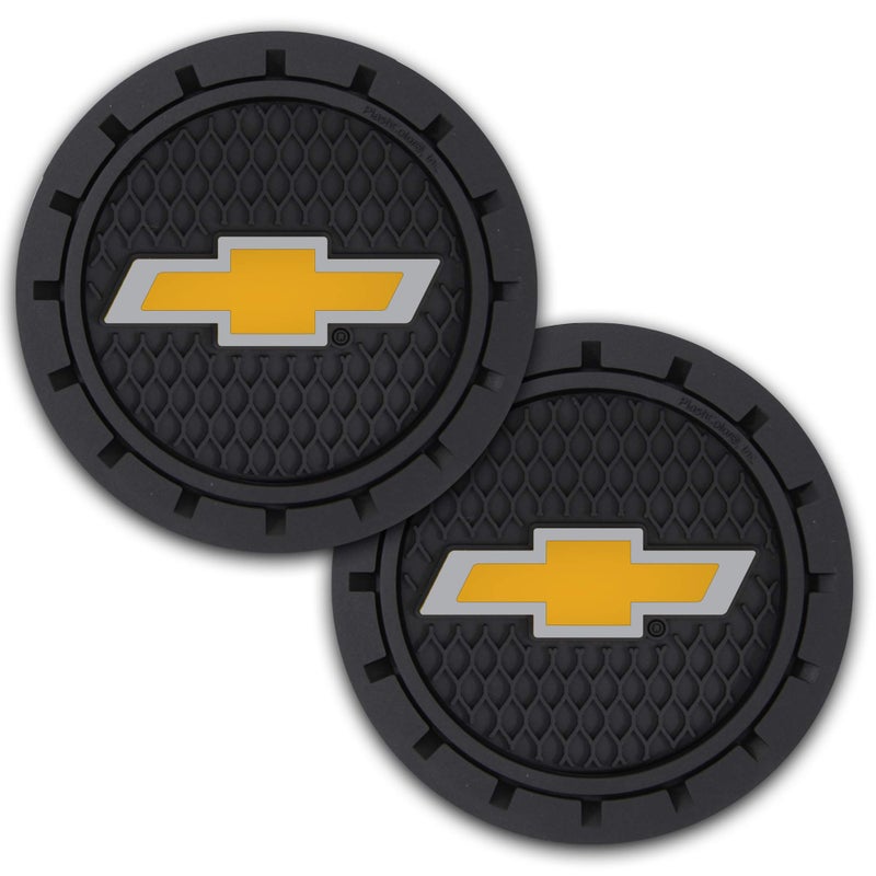 Plasticolor 000648R01 Chevrolet Bowtie Gold Cup Holder Coaster, Black - Image 2