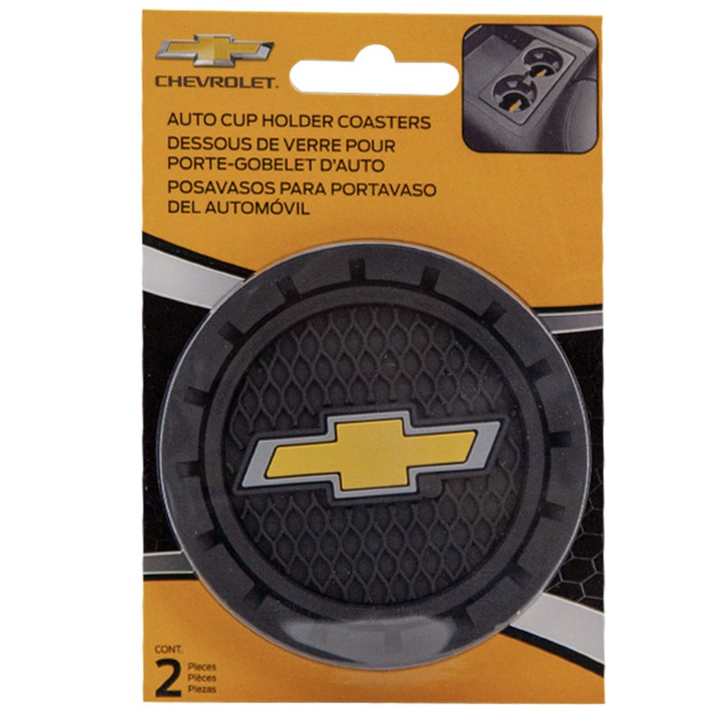 Plasticolor 000648R01 Chevrolet Bowtie Gold Cup Holder Coaster, Black - Image 3