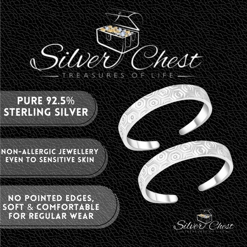 silver chest Silver Toe Rings for Women Pure Silver 925 - Elegant and Comfortable 3D Self Design Simple Toe Ring Silver Bands for Girls - Image 4