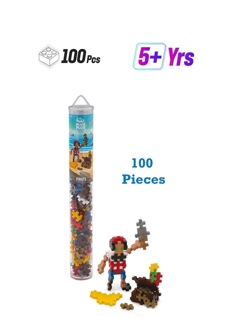 Plus-Plus Tiere  Creative Building Blocks Tube, Pirate, Ingenious Construction Toy, Pieces, Multi-Colour, 100 Pieces  - Image 1