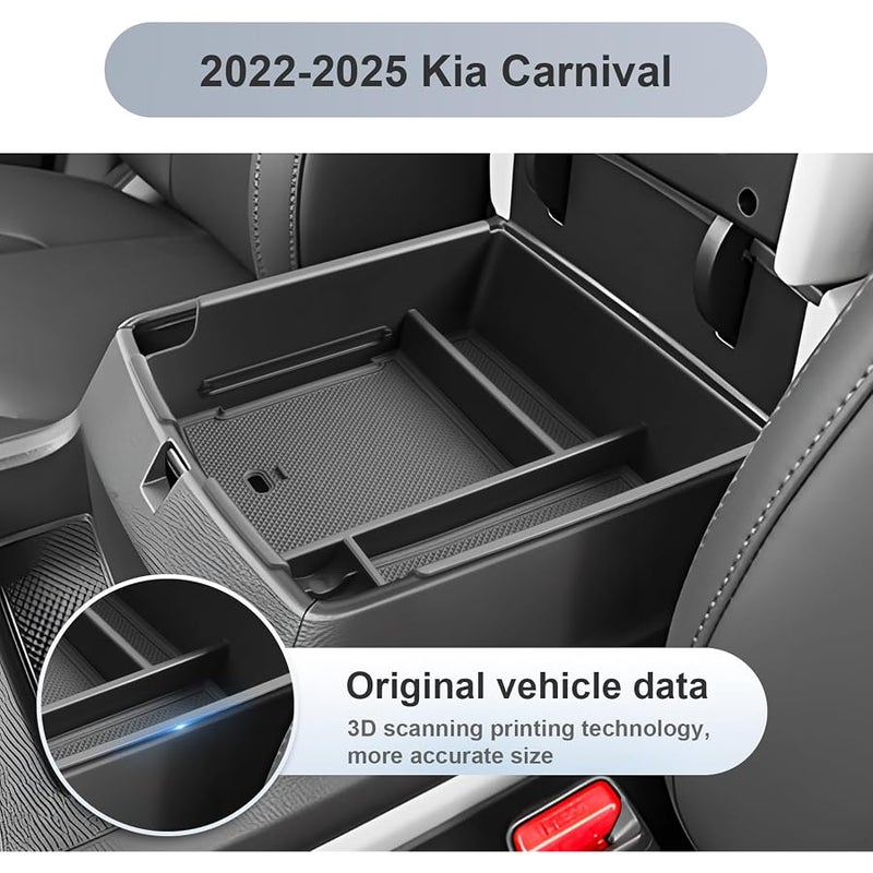 SKTU for 2025 Kia Carnival Center Console Organizer for 2025+ Kia Carnival (LX/LXS/EX/SX/SX Prestige) Console Tray Kia Carnival 2025 Accessories Armrest Secondary Storage Box with Coins Holder - Image 4