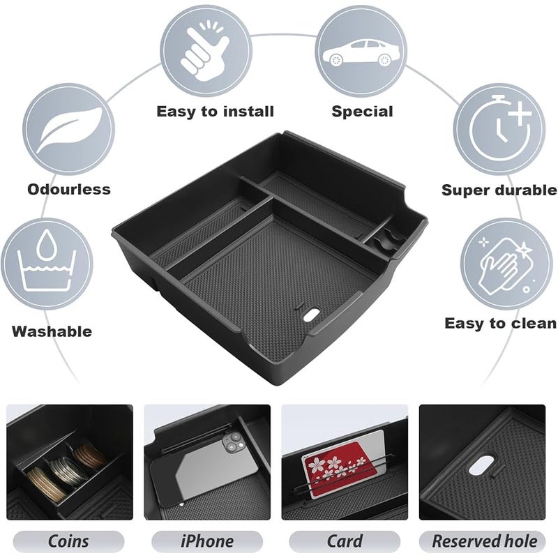 SKTU for 2025 Kia Carnival Center Console Organizer for 2025+ Kia Carnival (LX/LXS/EX/SX/SX Prestige) Console Tray Kia Carnival 2025 Accessories Armrest Secondary Storage Box with Coins Holder - Image 5
