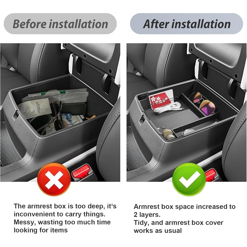 SKTU for 2025 Kia Carnival Center Console Organizer for 2025+ Kia Carnival (LX/LXS/EX/SX/SX Prestige) Console Tray Kia Carnival 2025 Accessories Armrest Secondary Storage Box with Coins Holder - Image 3