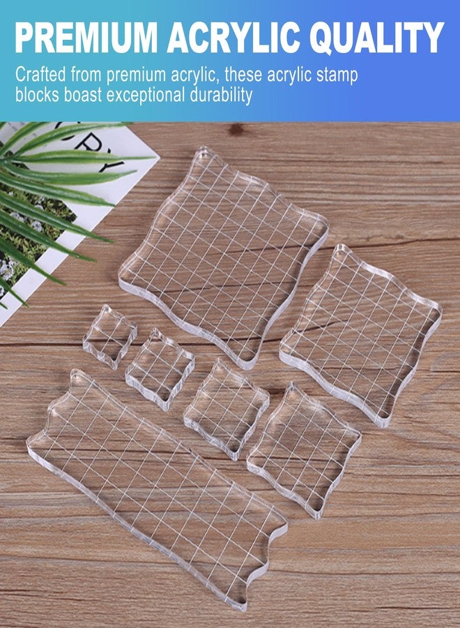 CoguZed 7 Pcs Acrylic Stamp Blocks with Grid Lines, Clear Wavy Edge Easy Grip Stamping Plate Tools for Card Making, Scrapbooking and Journaling - Image 4