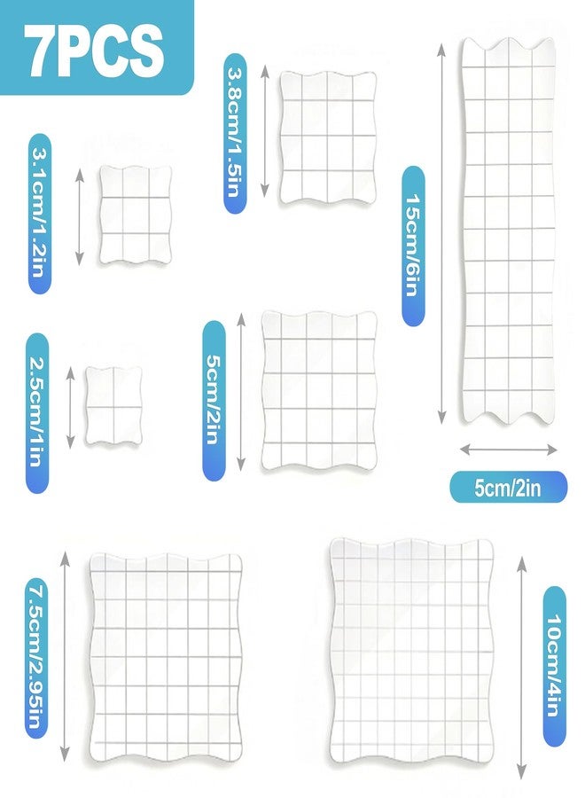 CoguZed 7 Pcs Acrylic Stamp Blocks with Grid Lines, Clear Wavy Edge Easy Grip Stamping Plate Tools for Card Making, Scrapbooking and Journaling - Image 2