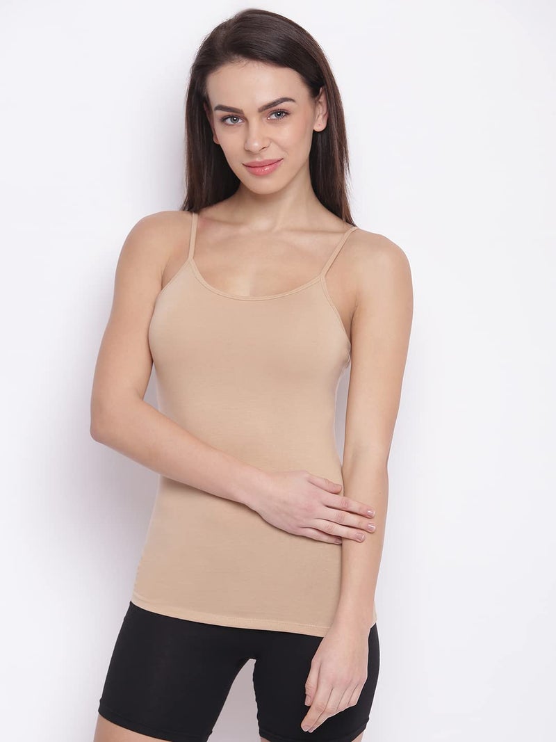 Enamor E001 Essentials Stretch Cotton Slim Fit Camisole For Women (E001-Skin-M, Cami) - Image 5