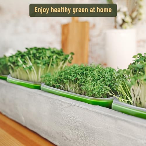 warmfarm Pack 10 of Seed Sprouter Tray with Drain Holes,Seed Germination Trays Kit BPA Free Nursery Tray,Soil-Free Wheatgrass Tray Sprouter Microgreens Growing Kit (Green-10 Pack) - Image 5