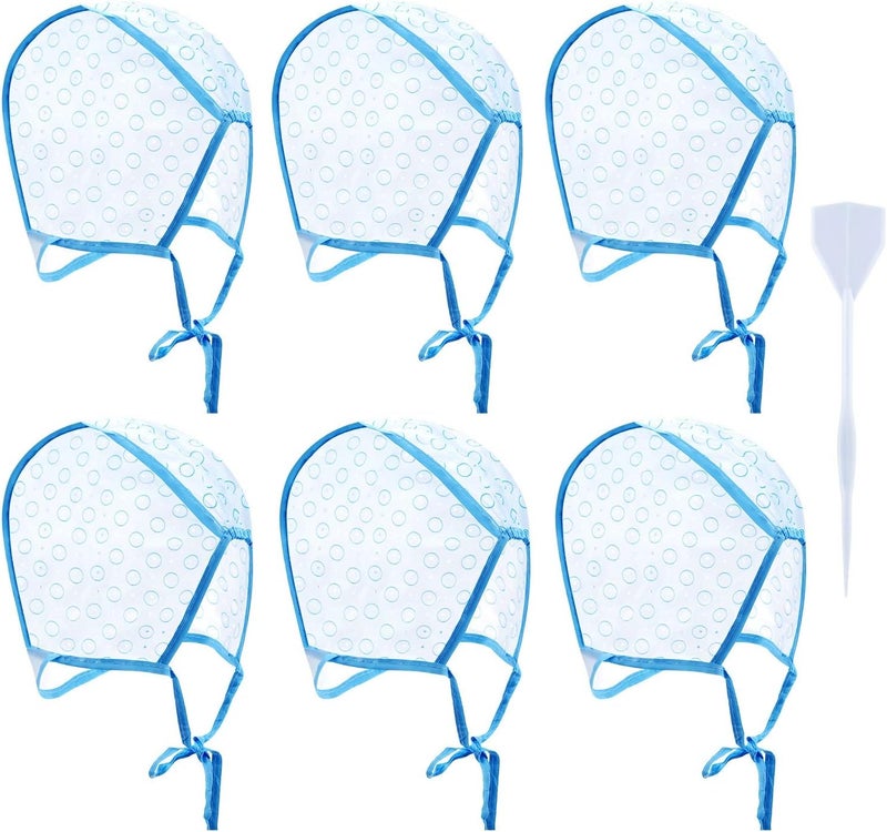 WILLBOND 6 Pieces Tipping Cap Hair Cap Salon Hair Coloring Dye Cap with Plastic Hooks for Dyeing Hair Hairdressing Tool (Blue) - Image 1